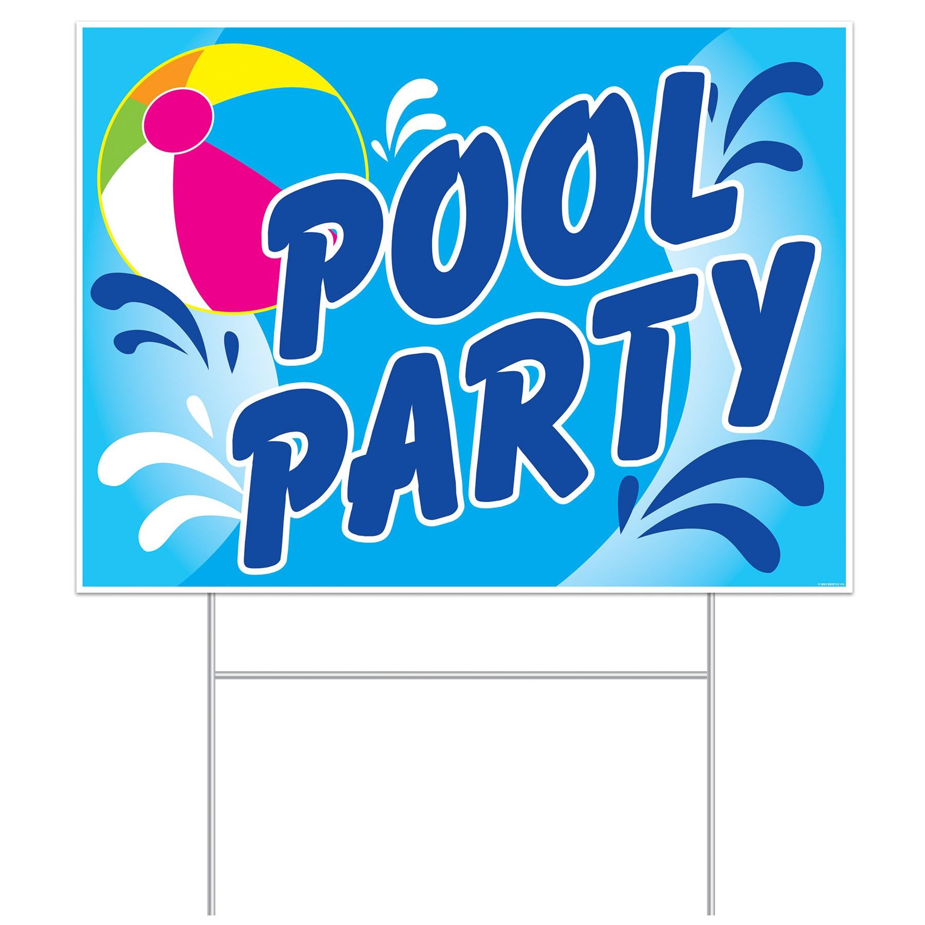 Plastic Pool Party Yard Sign