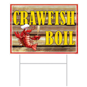 Beistle Mardi Gras Plastic Crawfish Boil Yard Sign