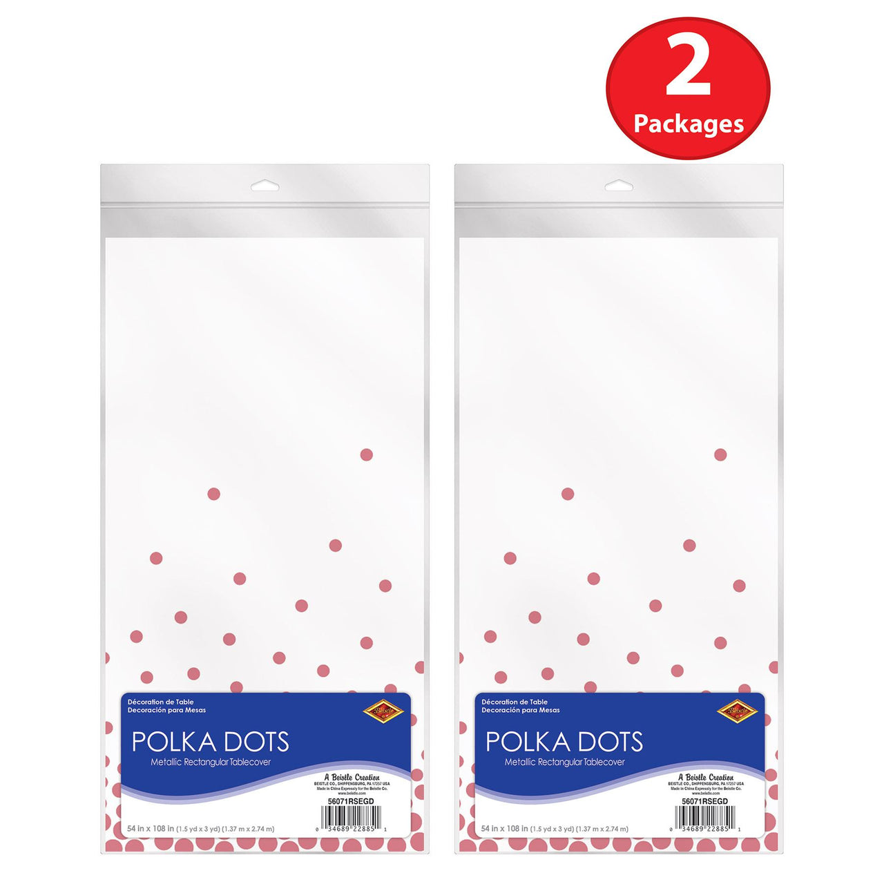 Bulk Rose Gold Metallic Polka Dots Tablecover (12 Pkgs Per Case) by Beistle