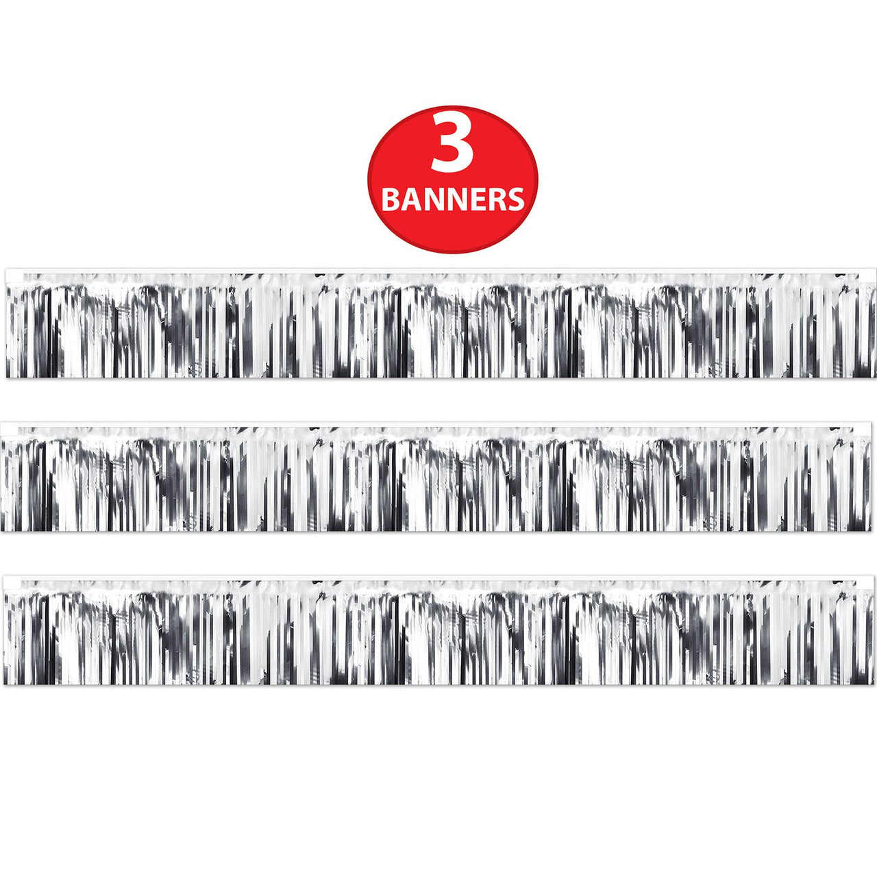 Beistle Metallic Fringe Banner Silver