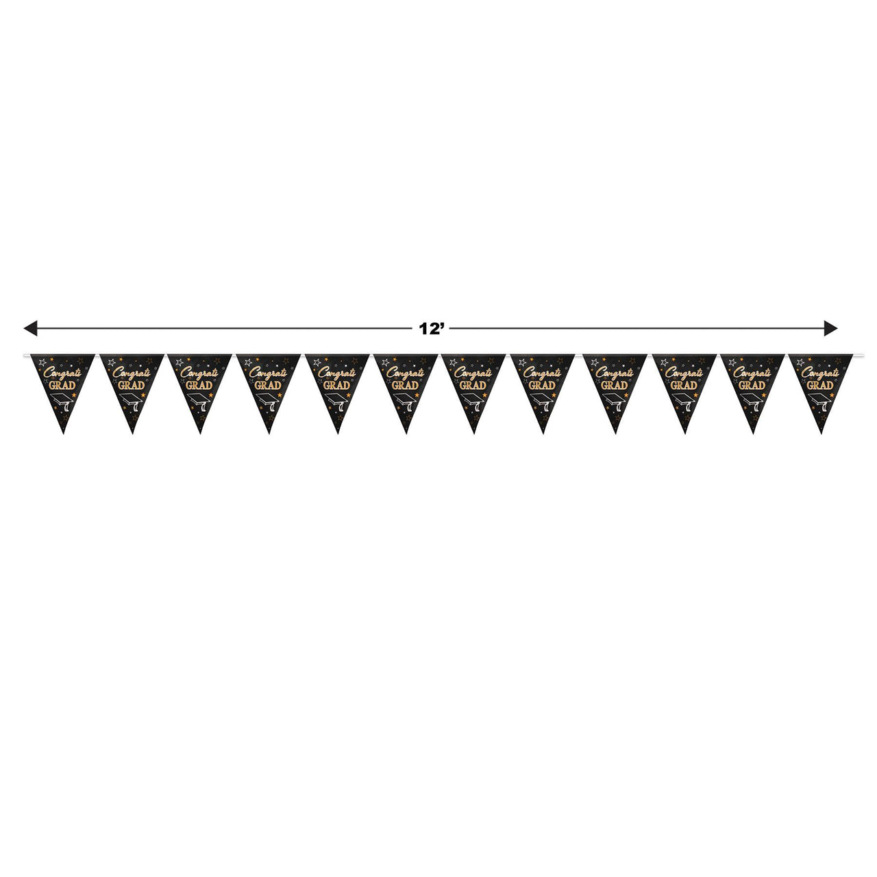 Bulk Metallic Congrats Grad Pennant Banner (12 Pkgs Per Case) by Beistle