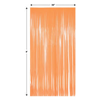 Beistle 1-Ply Plastic Fringe Curtain - Neon Orange - 76.5 inch x 39 inch - Hanging Decor