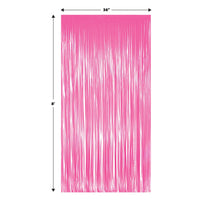 Beistle 1-Ply Plastic Fringe Curtain - Neon Pink - 76.5 inch x 39 inch - Hanging Decor