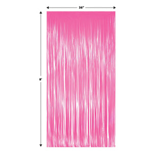Beistle 1-Ply Plastic Fringe Curtain - Neon Pink - 76.5 inch x 39 inch - Hanging Decor