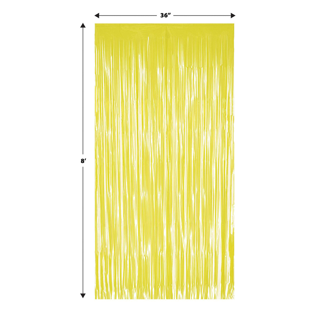 Beistle 1-Ply Plastic Fringe Curtain - Yellow - 76.5 inch x 39 inch - Hanging Decor