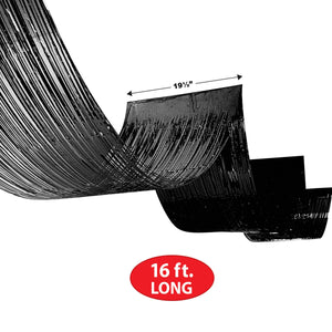 Beistle 1-Ply Metallic Fringe Ceiling Curtain - Black, 19.5 inch x 16 Feet, Hanging Decorations, 1/pkg, 12/case