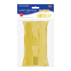 Beistle Foil Happy Birthday Streamer gold - 7.25 inch x 57 inch - Birthday Banners