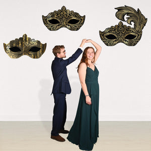 Beistle Masquerade Mask Wall Decorations - Foil - Various Sizes - Prom Corrugated Cardboard Hanging Decorations
