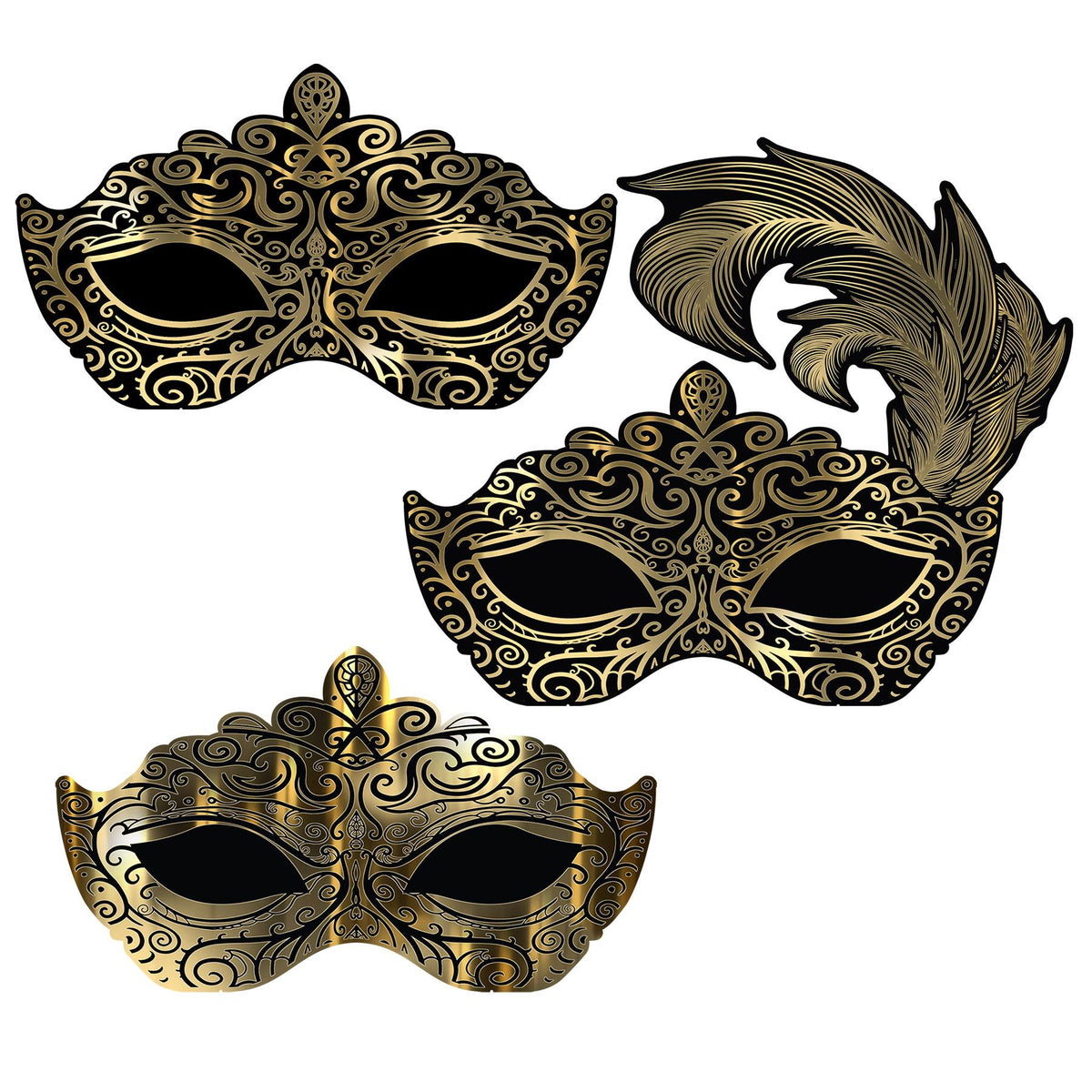 3 Count Masquerade Mask Wall Decorations Assorted Sizes | Beistle ...