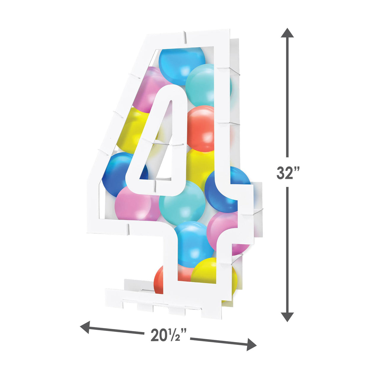 Beistle Balloon Mosaic Number 4 Frame - White - 32 inch x 20.5 inch - Balloon Accessories