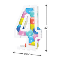 Beistle Balloon Mosaic Number 4 Frame - White - 32 inch x 20.5 inch - Balloon Accessories