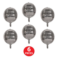 Beistle Foil Helium Quality Disco Ball Balloons (6/Pkg) - 14.5 Inch x 13 Inch