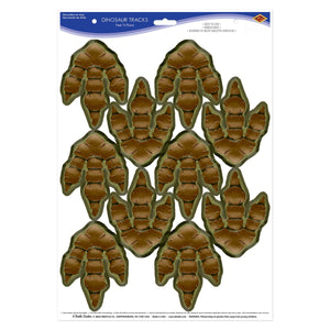 Beistle Dinosaur Tracks Peel 'N Place - 10 stickers per sheet, Dinosaur Decorations, 1/pkg, 12/case