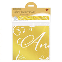 Beistle Metallic Happy Anniversary Banner - 7.5 inch x 5 Feet - Anniversary Banners