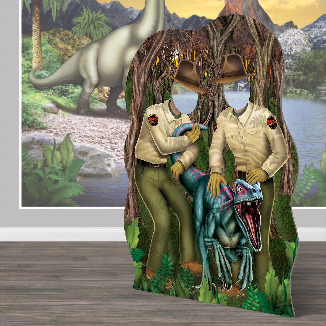 Beistle Dinosaur Wranglers Photo Prop Stand-Up - 49 inches x 37.25 inches, Dinosaur Photo Booth, 1/pkg, 4/case
