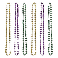 Mardi Gras Coin Bead Necklaces assorted gold, green, purple (6/Pkg)