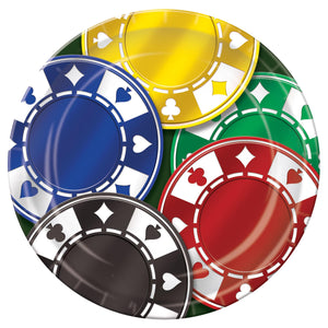 Poker Chips Plates (8/Pkg) - 9 Inch