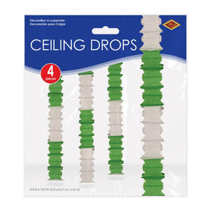 Beistle Ceiling Drops Green & White - 4.5-inch x 14.5-feet Size - St. Patrick's Ceiling Decor