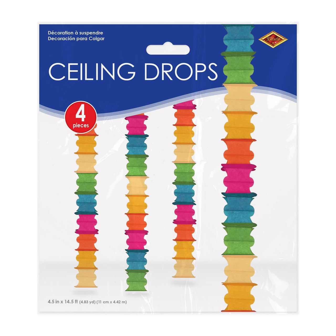 Beistle Ceiling Drops Multi-Color - 4.5-inch x 14.5-feet Size - General Occasion Ceiling Decor