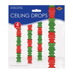Beistle Ceiling Drops Red & Green - 4.5-inch x 14.5-feet Size - Christmas/Winter Ceiling Decor