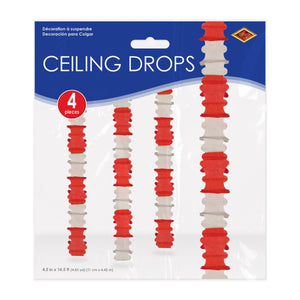 Beistle Ceiling Drops Red & White - 4.5-inch x 14.5-feet Size - Valentines Ceiling Decor
