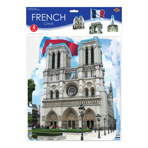 Beistle French Cutouts Printed 2 Sides - 12-inch to 17.5-inch Sizes - French Cutouts