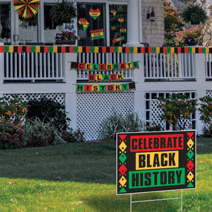 Beistle Packaged Tissue Fan black, red, green, yellow - 25 inch - Black History Month Hanging Decorations