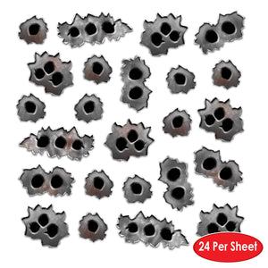 Bulk Western Party Bullet Holes Peel 'N Place Clings(12 Sheets per Case) by Beistle