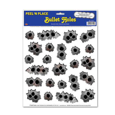 Beistle Bullet Holes Party Peel 'N Place Clings (24/Sheet)