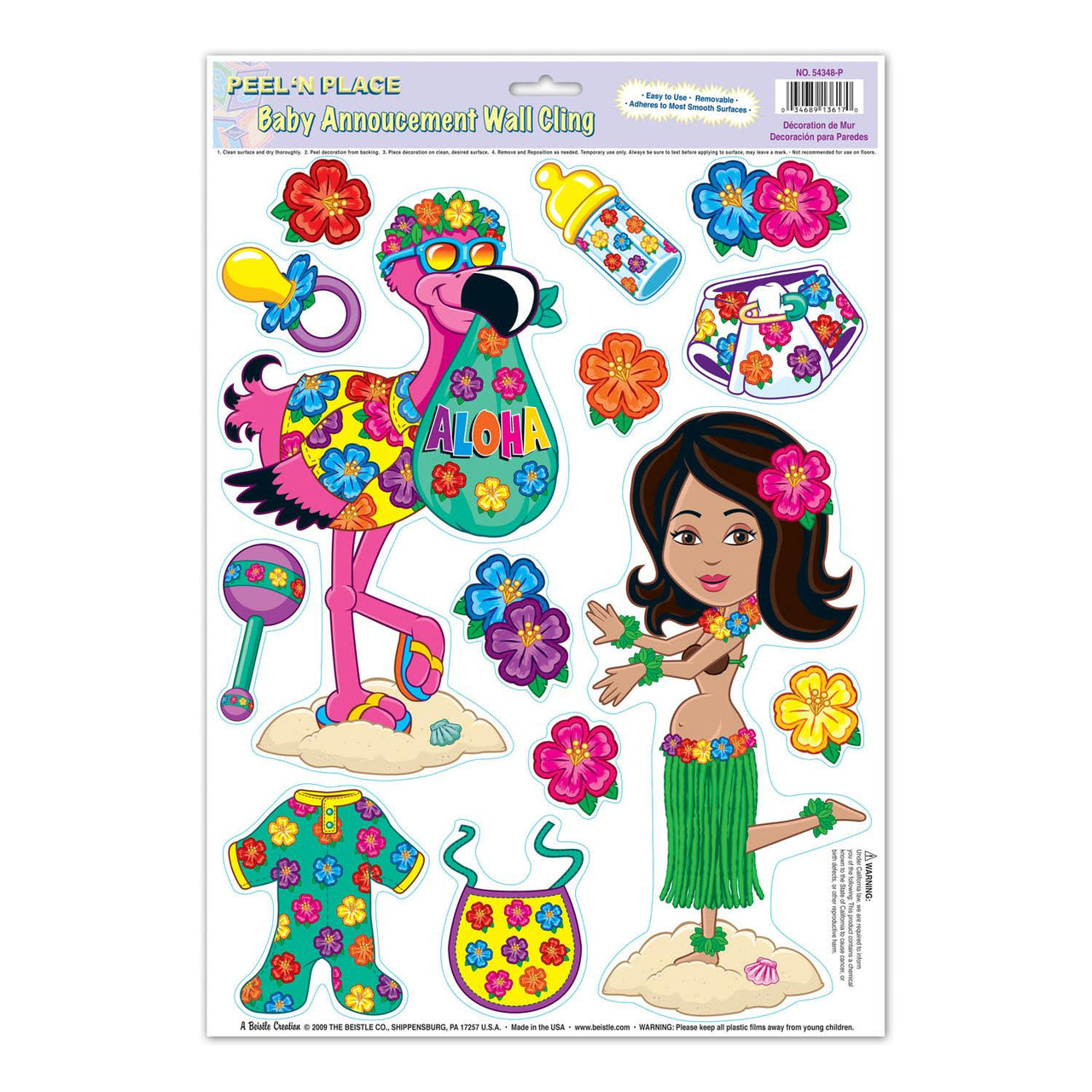 Beistle Hula Baby Peel 'N Place Clings (14/Sheet)