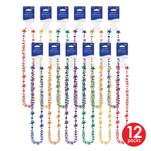 Happy Birthday Bead Necklaces - assorted colors