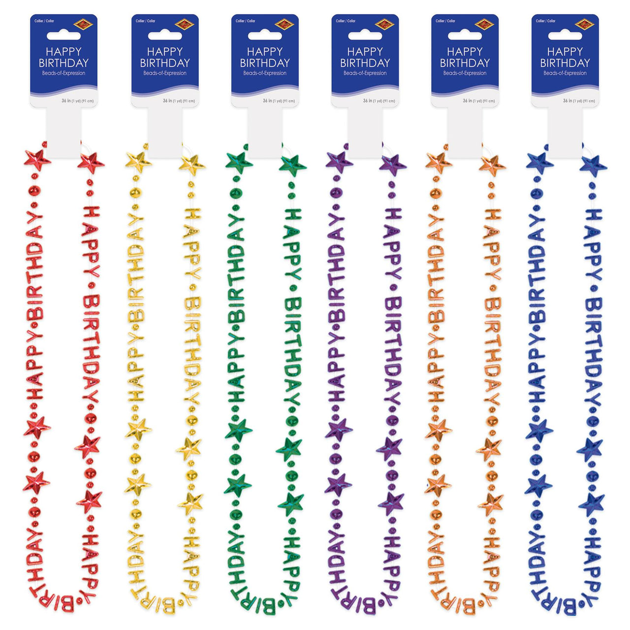Happy Birthday Bead Necklaces - assorted colors