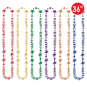 Happy Birthday Bead Necklaces - assorted colors
