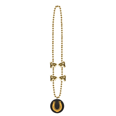 Beistle Party Bead Necklaces with Horseshoe Medallion