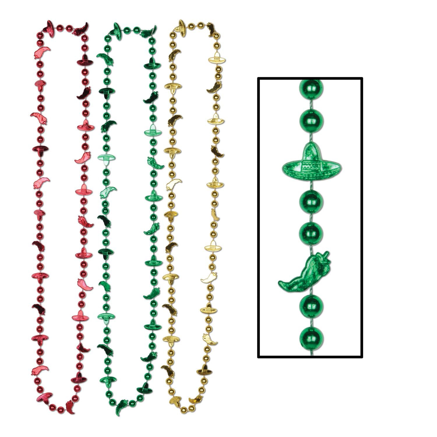 Beistle Fiesta Bead Necklaces - Assorted colors (6/Pkg)