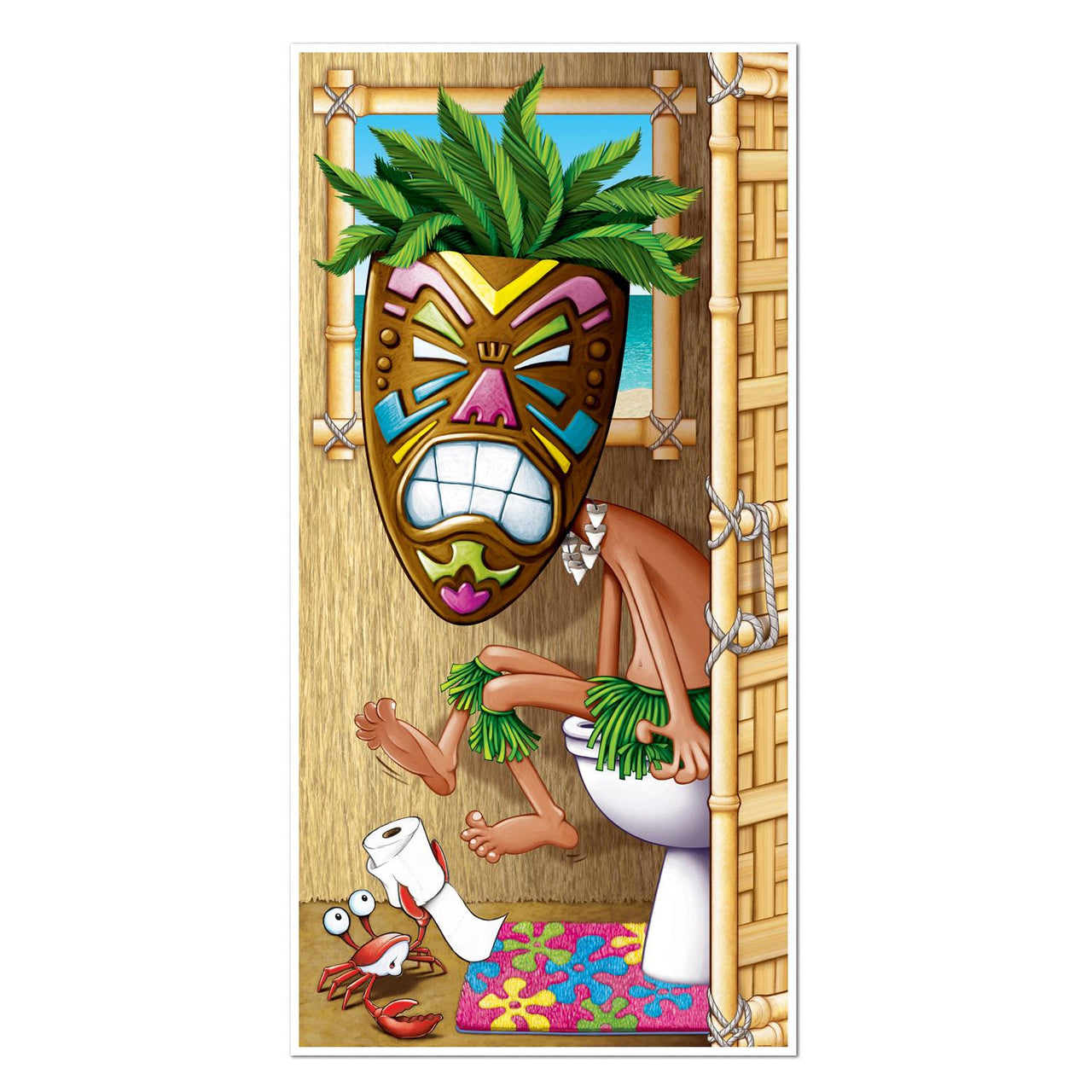 Beistle Luau Party Tiki Man Restroom Door Cover