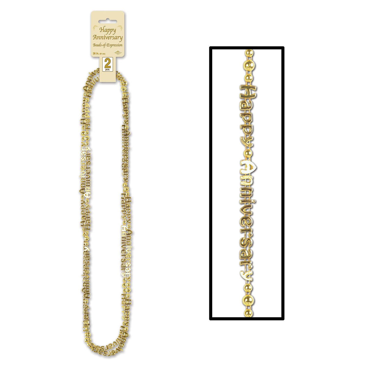 Beistle Happy Anniversary Bead Necklaces gold (2/Pkg)