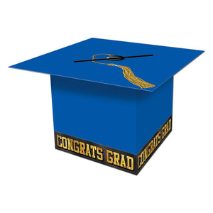 Beistle Grad Cap Graduation Party Card Box - blue