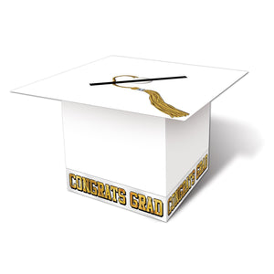 Beistle Grad Cap Graduation Party Card Box - white