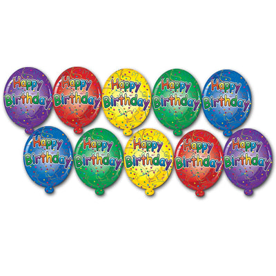 Beistle Mini Happy Birthday Party Cutouts (10/Pkg)