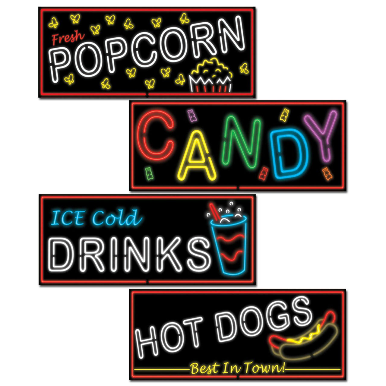 Beistle Neon Food Sign Party Cutouts (4/Pkg)