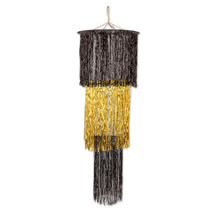 3-Tier (1-Ply) Shimmering Party Chandelier - black & gold