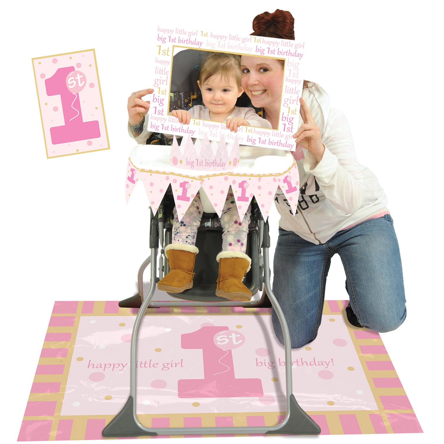 Beistle 1st Birthday Party Pink High Chair Decorating Kit