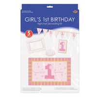 Bulk 1st Birthday Girl High Chair Decorating Kit (Case of 6) by Beistle