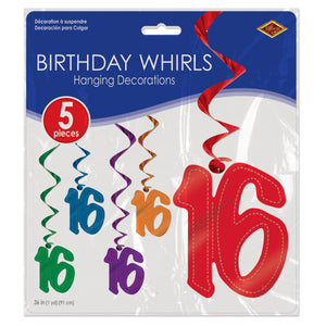 Birthday Party Supplies - '16' Whirls