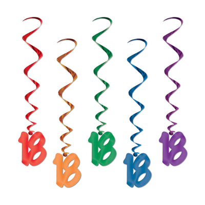 Beistle 18th Birthday Party Whirls (5/Pkg)