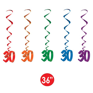 Birthday Party Supplies - '30' Whirls