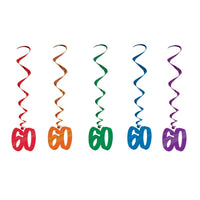 Beistle 60th Birthday Party Whirls- Multicolor (5/Pkg)