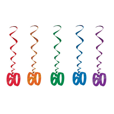 Beistle 60th Birthday Party Whirls- Multicolor (5/Pkg)
