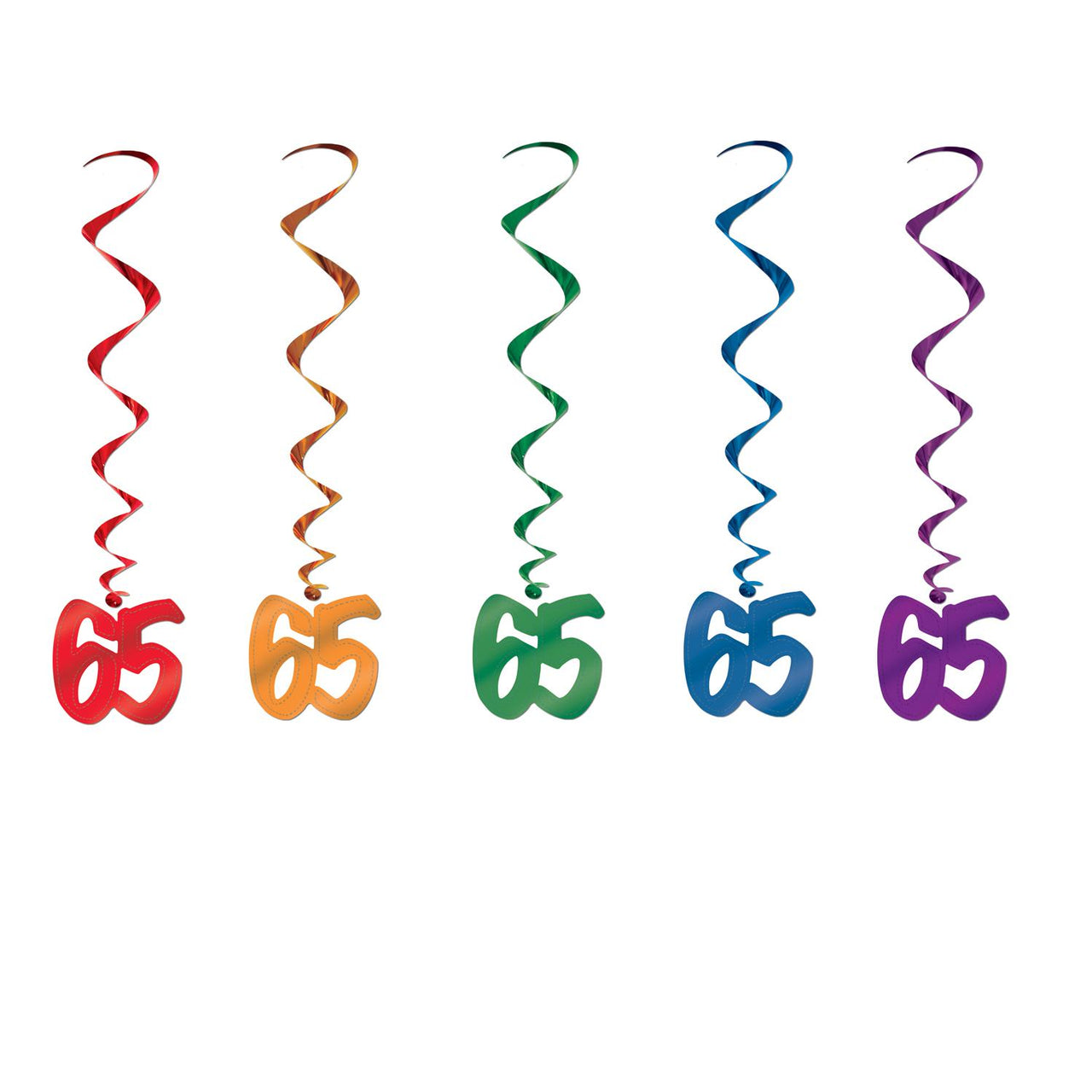Beistle 65th Birthday Party Whirls (5/Pkg)